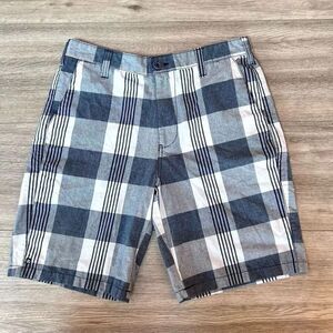 Micros Men's Multicolor Plaid Flat Front‎ Button Closure Bermuda Shorts Size 32